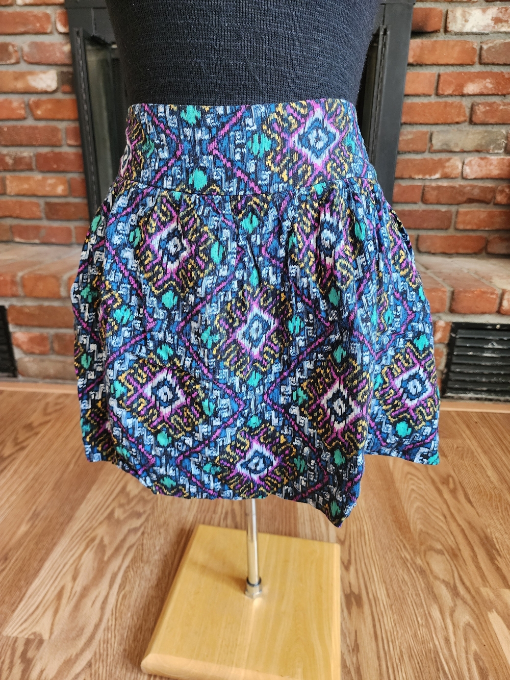 Blue Patterned Women's Mini Skirt
